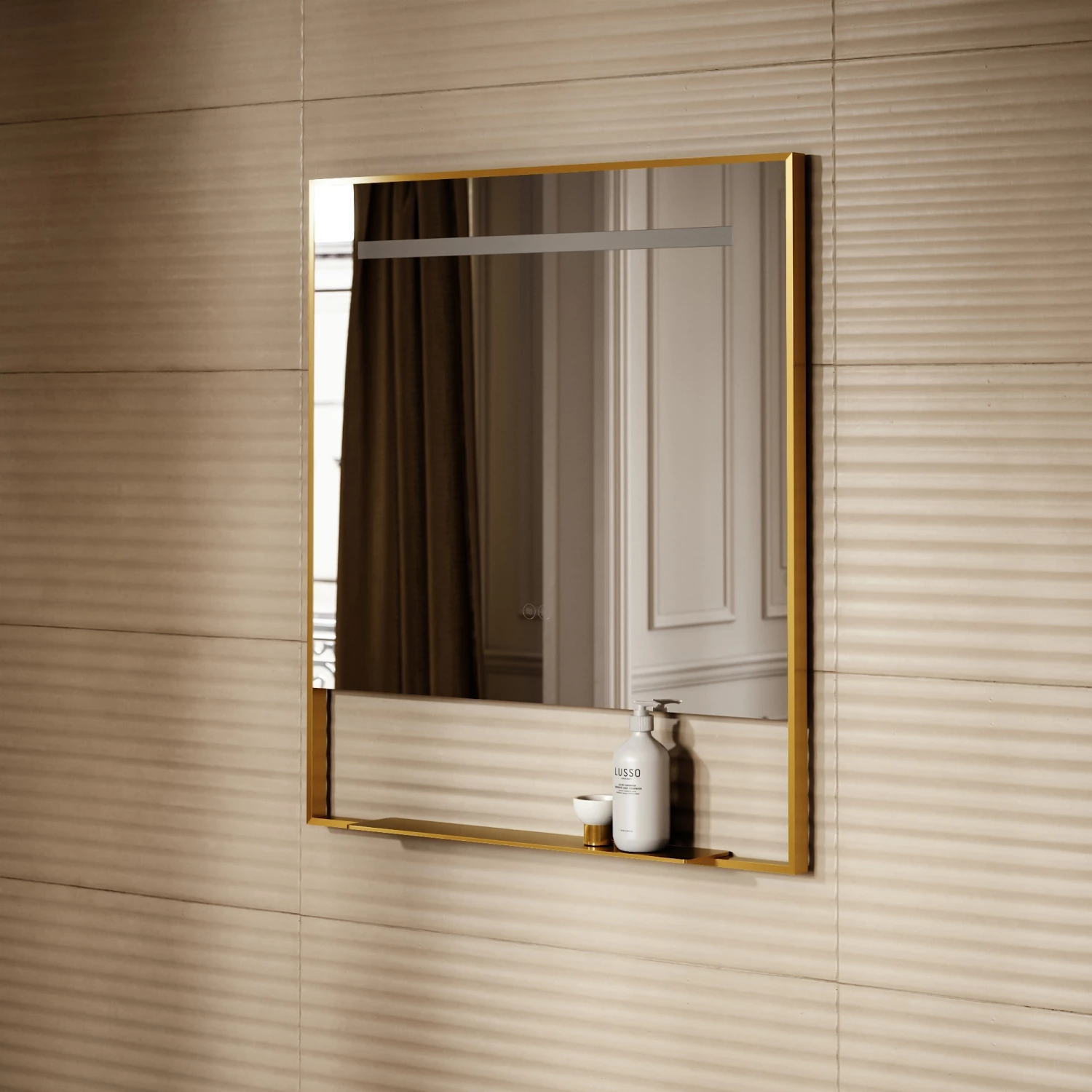 Levante Brushed Gold Mirror With Natural White LED Light And Demister 800mm 6 Levante Brushed Gold Mirror With Natural White LED Light And Demister 800mm - Image 4