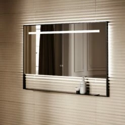 Levante Matte Black Mirror With Natural White LED Light And Demister 1200mm