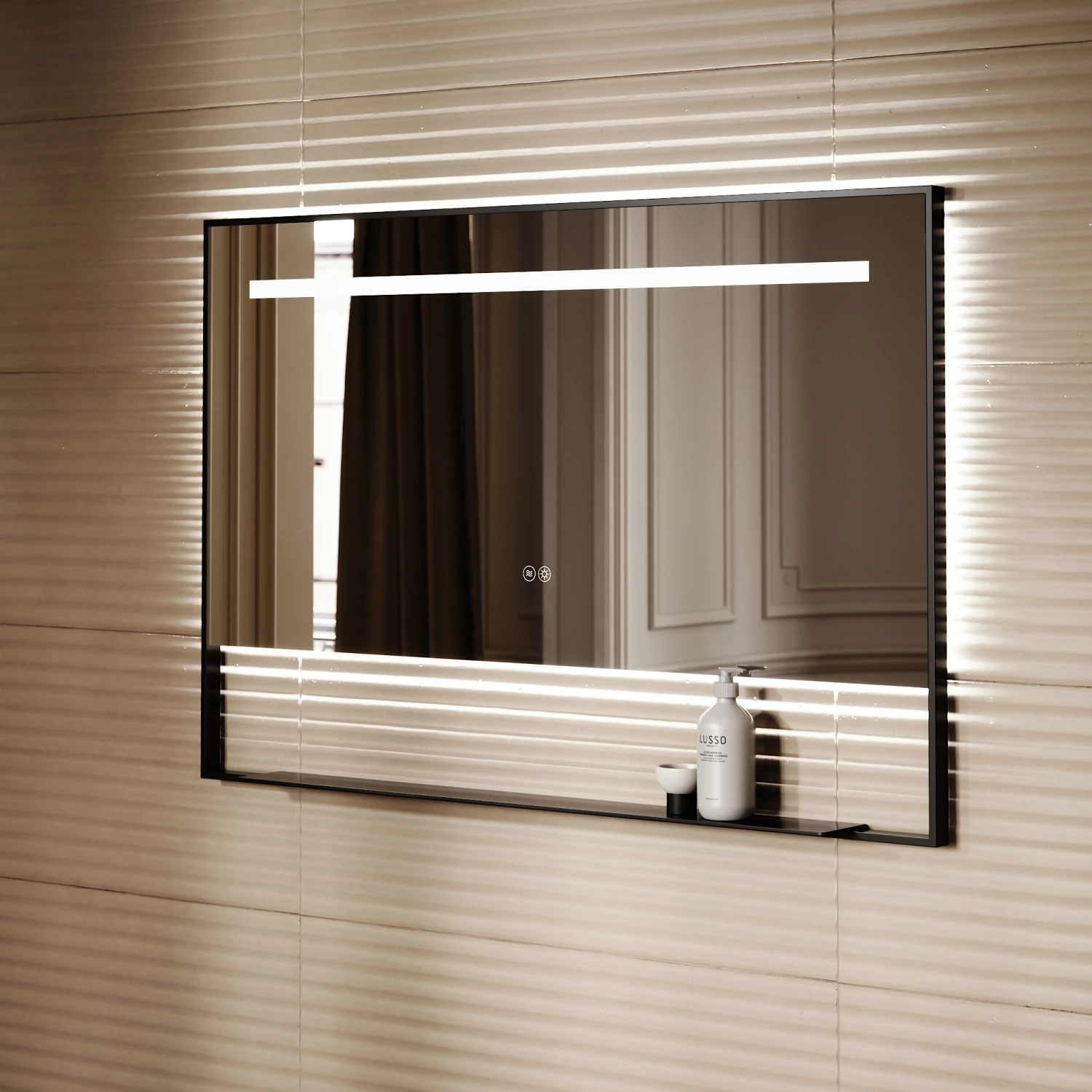 Levante Matte Black Mirror With Natural White LED Light And Demister 1200mm 3 Levante Matte Black Mirror With Natural White LED Light And Demister 1200mm
