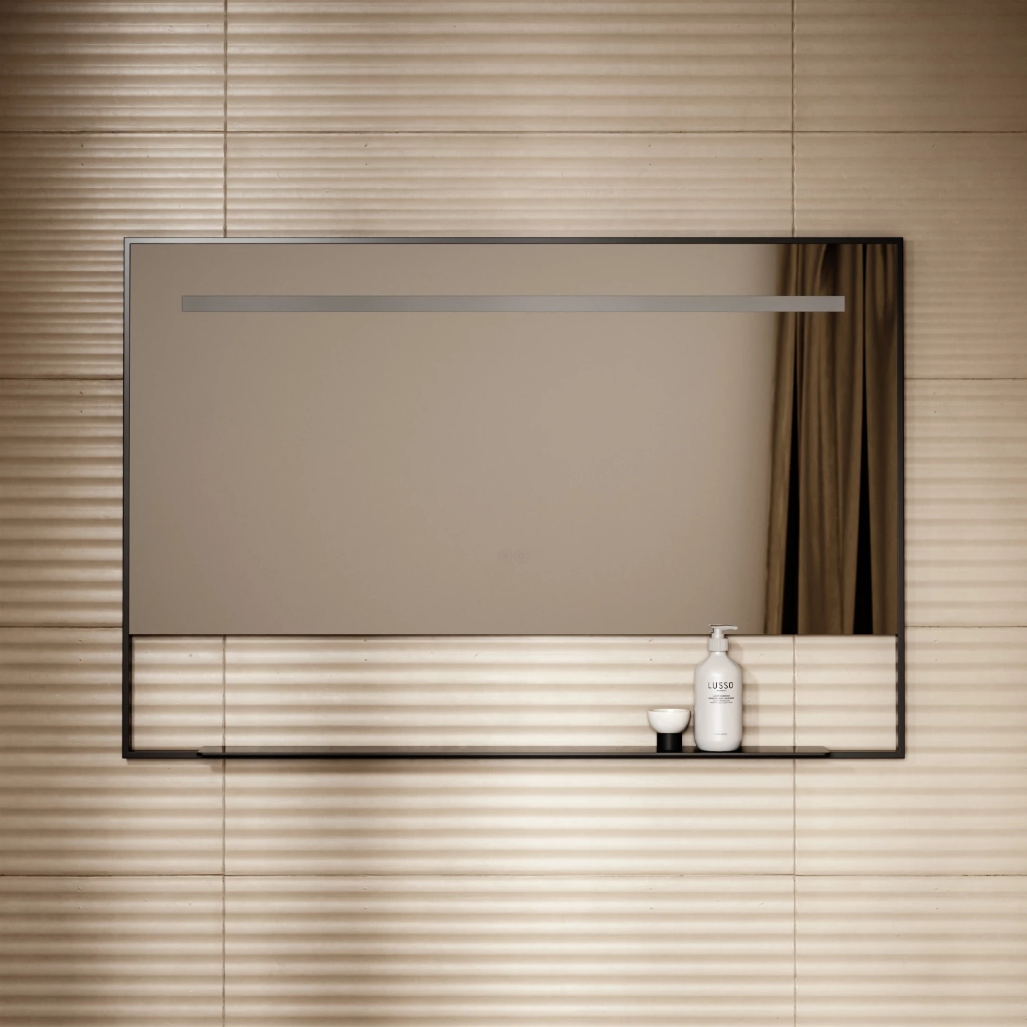 Levante Matte Black Mirror With Natural White LED Light And Demister 1200mm 4 Levante Matte Black Mirror With Natural White LED Light And Demister 1200mm - Image 2