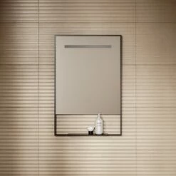 Levante Matte Black Mirror With Natural White LED Light And Demister 600mm -LUSSOSTONE Shop levante matte black mirror with natural white led light and demister 600mm p6476 40665 zoom