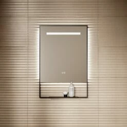 Levante Matte Black Mirror With Natural White LED Light And Demister 600mm -LUSSOSTONE Shop levante matte black mirror with natural white led light and demister 600mm p6476 40666 zoom