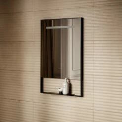 Levante Matte Black Mirror With Natural White LED Light And Demister 600mm -LUSSOSTONE Shop levante matte black mirror with natural white led light and demister 600mm p6476 40667 zoom