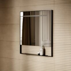 Levante Matte Black Mirror With Natural White LED Light And Demister 800mm -LUSSOSTONE Shop levante matte black mirror with natural white led light and demister 800mm p6478 40619 zoom