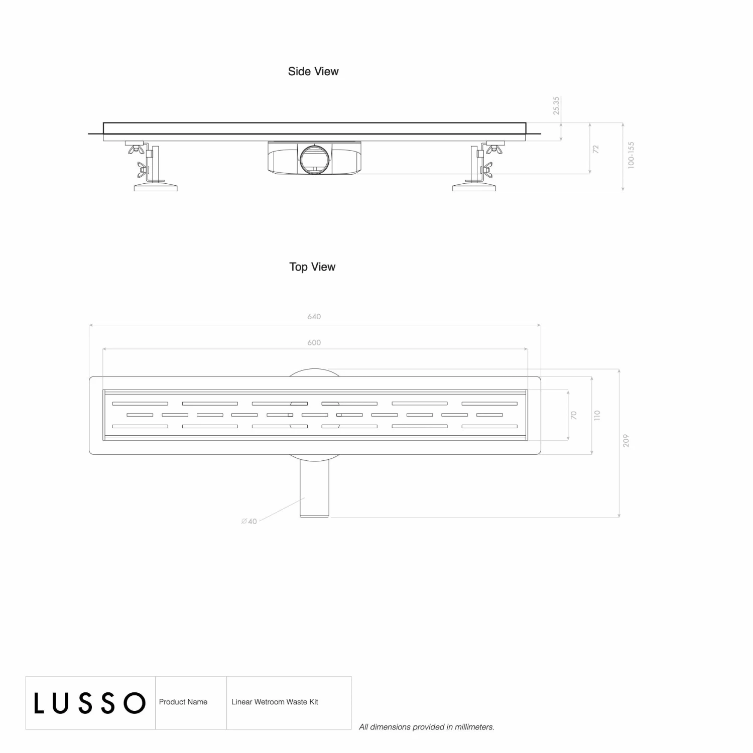 Linear Brushed Gold Tilable Wetroom Waste Kit 5 Linear Brushed Gold Tilable Wetroom Waste Kit - Image 3