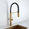 Livello Brushed Gold Pull Out Kitchen Mixer Tap