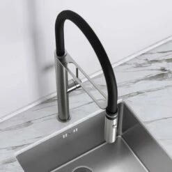 Livello Brushed Stainless Pull Out Kitchen Mixer Tap -LUSSOSTONE Shop livello brushed stainless pull out kitchen mixer tap p2407 35859 zoom