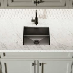 Livello Pull Out Kitchen Tap In Matte Black & Vello Undermount Kitchen Sink Black Gunmetal -LUSSOSTONE Shop livello pull out kitchen tap in matte black vello undermount kitchen sink black gunmetal p4070 22362 image