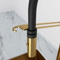 Livello Pull Out Kitchen Tap & Vello Undermount Sink In Brushed Gold -LUSSOSTONE Shop livello pull out kitchen tap vello undermount sink in brushed gold p4068 35870 zoom