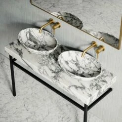 Lomazzo Countertop Vanity Unit Arabescato Marble 1200mm -LUSSOSTONE Shop lomazzo countertop vanity unit arabescato marble 1200mm p5026 27621 image