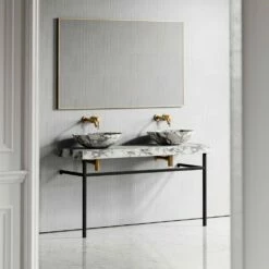 Lomazzo Countertop Vanity Unit Arabescato Marble 1400mm -LUSSOSTONE Shop lomazzo countertop vanity unit arabescato marble 1400mm p5028 27630 image