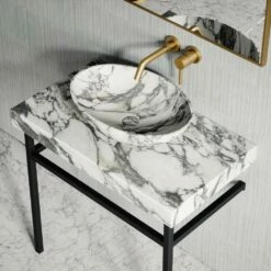 Lomazzo Countertop Vanity Unit Arabescato Marble 800mm -LUSSOSTONE Shop lomazzo countertop vanity unit arabescato marble 800mm p5022 27605 image