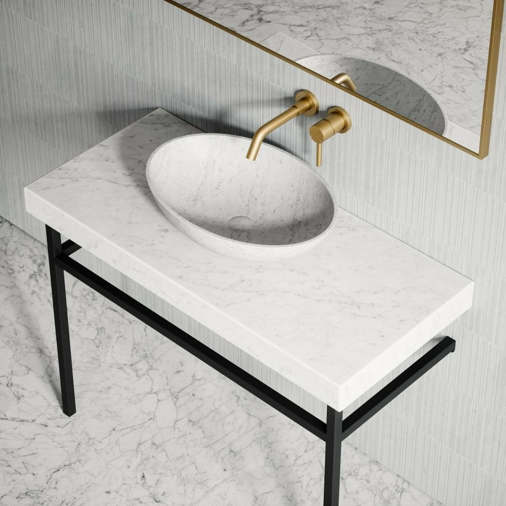 Lomazzo Countertop Vanity Unit Carrara Marble 1000mm 4 Lomazzo Countertop Vanity Unit Carrara Marble 1000mm - Image 2
