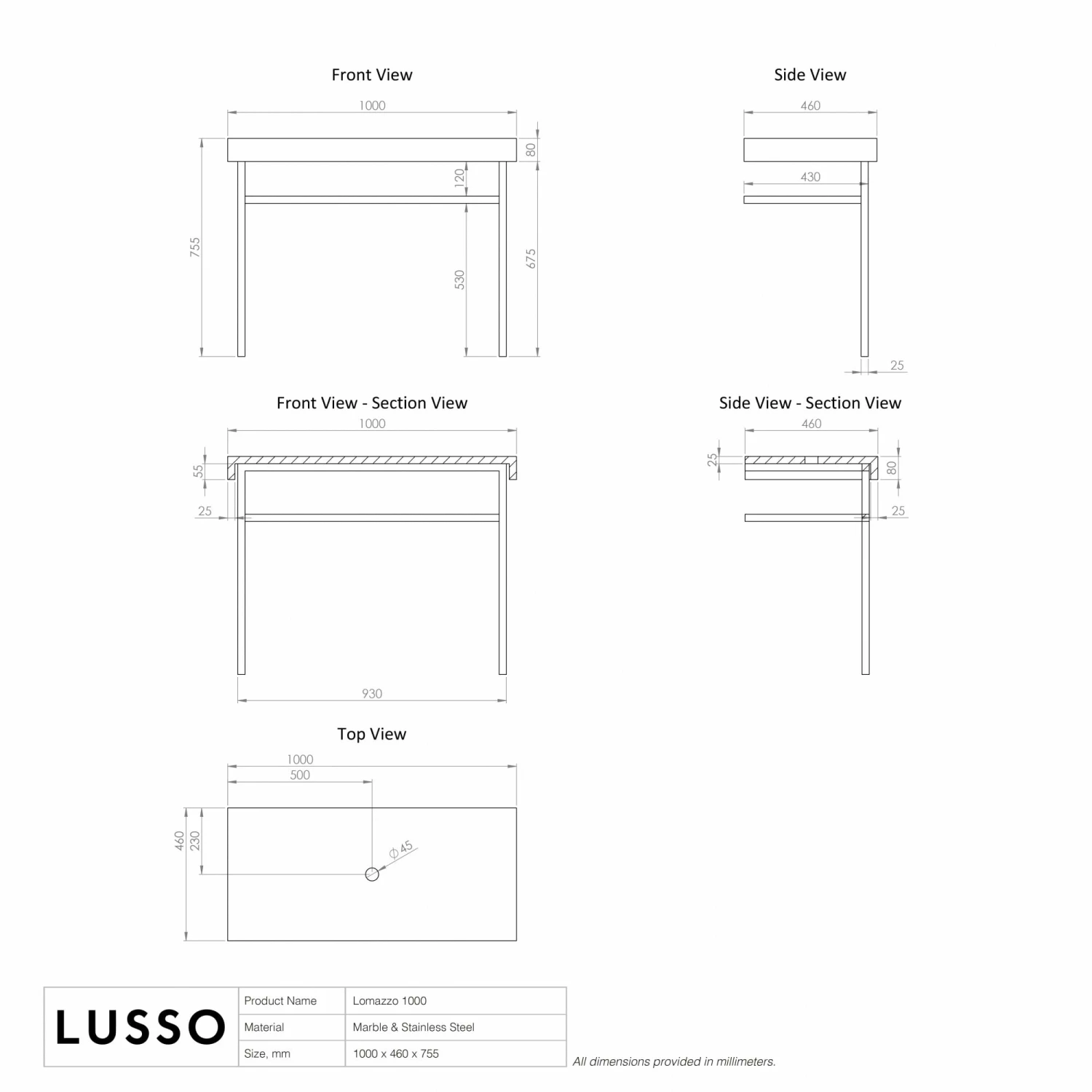 Lomazzo Countertop Vanity Unit Carrara Marble 1000mm 6 Lomazzo Countertop Vanity Unit Carrara Marble 1000mm - Image 4
