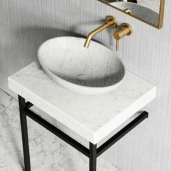 Lomazzo Countertop Vanity Unit Carrara Marble 600mm -LUSSOSTONE Shop lomazzo countertop vanity unit carrara marble 600mm p4948 26740 image