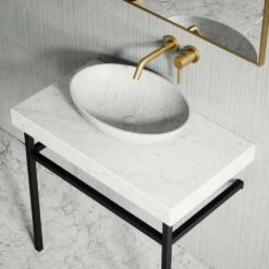 Lomazzo Countertop Vanity Unit Carrara Marble 800mm -LUSSOSTONE Shop lomazzo countertop vanity unit carrara marble 800mm p5024 27613 image