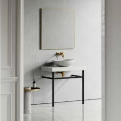 Lomazzo Countertop Vanity Unit Carrara Marble 800mm -LUSSOSTONE Shop lomazzo countertop vanity unit carrara marble 800mm p5024 27614 image