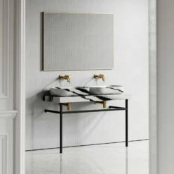 Lomazzo Countertop Vanity Unit Panda Marble 1200mm -LUSSOSTONE Shop lomazzo countertop vanity unit panda marble 1200mm p4932 26658 image