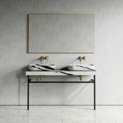 Lomazzo Countertop Vanity Unit Panda Marble 1400mm -LUSSOSTONE Shop lomazzo countertop vanity unit panda marble 1400mm p5030 27639 image