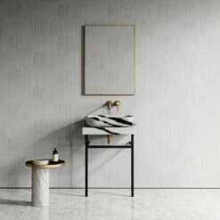 Lomazzo Countertop Vanity Unit Panda Marble 600mm -LUSSOSTONE Shop lomazzo countertop vanity unit panda marble 600mm p4928 26631 image