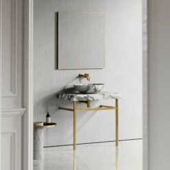 Lomazzo Gold Countertop Vanity Unit Arabescato Marble 800mm -LUSSOSTONE Shop lomazzo gold countertop vanity unit arabescato marble 800mm p5638 34716 zoom