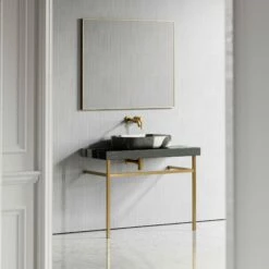 Lomazzo Gold Countertop Vanity Unit Panda Marble 1000mm -LUSSOSTONE Shop lomazzo gold countertop vanity unit panda marble 1000mm p5640 34689 zoom