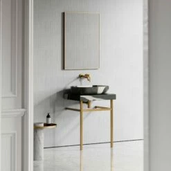 Lomazzo Gold Countertop Vanity Unit Panda Marble 600mm -LUSSOSTONE Shop lomazzo gold countertop vanity unit panda marble 600mm p5632 34683 zoom