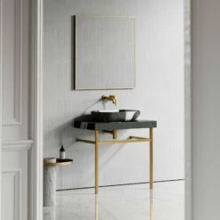 Lomazzo Gold Countertop Vanity Unit Panda Marble 800mm -LUSSOSTONE Shop lomazzo gold countertop vanity unit panda marble 800mm p5636 34686 zoom