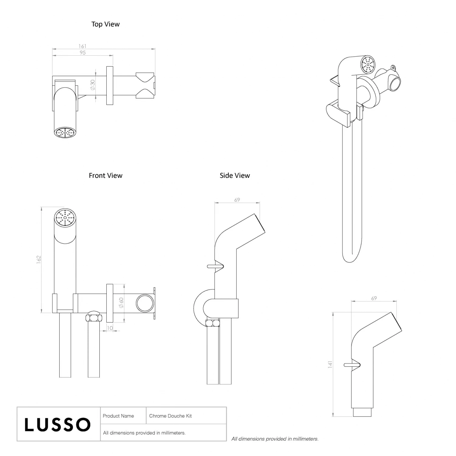 Lusso Chrome Temperature Control Douche Kit With Valve 5 Lusso Chrome Temperature Control Douche Kit With Valve - Image 3