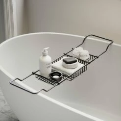 Lusso Decor Matte Black Bath Caddy Rack (730-820mm)