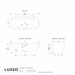 Lusso Light Trocadero Freestanding Bath 1700mm -LUSSOSTONE Shop lusso light trocadero freestanding bath 1700mm p7379 45640 zoom