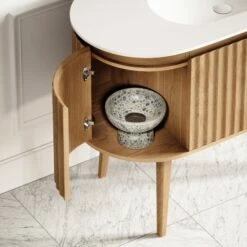 Lusso Regent Curved Oak Vanity Unit 1200mm -LUSSOSTONE Shop lusso regent curved oak vanity unit 1200mm p6593 41768 zoom