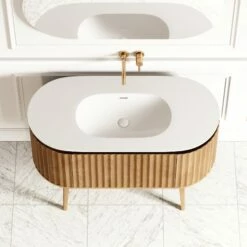 Lusso Regent Curved Oak Vanity Unit 1200mm -LUSSOSTONE Shop lusso regent curved oak vanity unit 1200mm p6593 41772 zoom