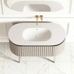 Lusso Regent Curved Velvet Beige Vanity Unit 1200mm -LUSSOSTONE Shop lusso regent curved velvet beige vanity unit 1200mm p6597 42524 zoom