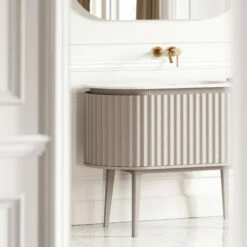 Lusso Regent Curved Velvet Beige Vanity Unit 1200mm -LUSSOSTONE Shop lusso regent curved velvet beige vanity unit 1200mm p6597 42525 zoom