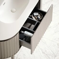 Lusso Regent Curved Velvet Beige Vanity Unit 1200mm -LUSSOSTONE Shop lusso regent curved velvet beige vanity unit 1200mm p6597 42526 zoom