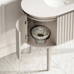 Lusso Regent Curved Velvet Beige Vanity Unit 1200mm -LUSSOSTONE Shop lusso regent curved velvet beige vanity unit 1200mm p6597 42528 zoom