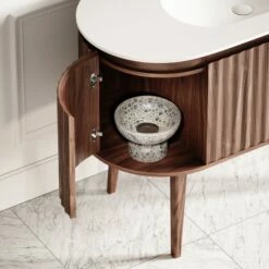 Lusso Regent Curved Walnut Vanity Unit 1200mm -LUSSOSTONE Shop lusso regent curved walnut vanity unit 1200mm p6595 41784 zoom