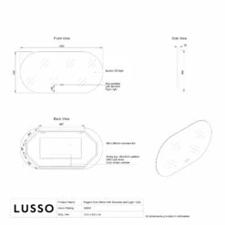 Lusso Regent Oval Mirror With Demister And Light 1200mm -LUSSOSTONE Shop lusso regent oval mirror with demister and light 1200mm p6609 41799 zoom