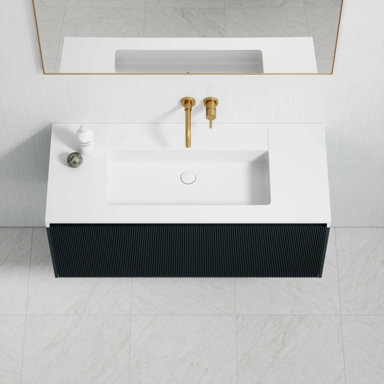 Luv Fluted Vanity Unit With Stone Basin (Matte Blue 1200mm) 5 Luv Fluted Vanity Unit With Stone Basin (Matte Blue 1200mm) - Image 3
