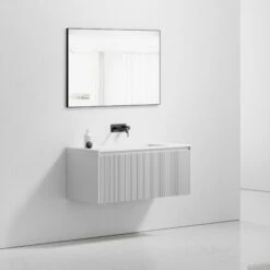Luv Fluted Vanity Unit With Stone Basin (Matte White 1200mm) -LUSSOSTONE Shop luv fluted vanity unit with stone basin matte white 1200mm p3162 21682 zoom