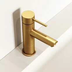 Luxe Basin Monobloc Mixer Tap Brushed Gold -LUSSOSTONE Shop luxe basin monobloc mixer tap brushed gold p1344 43860 zoom