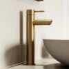 Luxe Brushed Gold Basin Tall Monobloc Mixer Tap -LUSSOSTONE Shop luxe brushed gold basin tall monobloc mixer tap p1349 45517 zoom