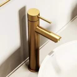 Luxe Brushed Gold Basin Tall Monobloc Mixer Tap 10 Luxe Brushed Gold Basin Tall Monobloc Mixer Tap -LUSSOSTONE Shop luxe brushed gold basin tall monobloc mixer tap p1349 45518 zoom