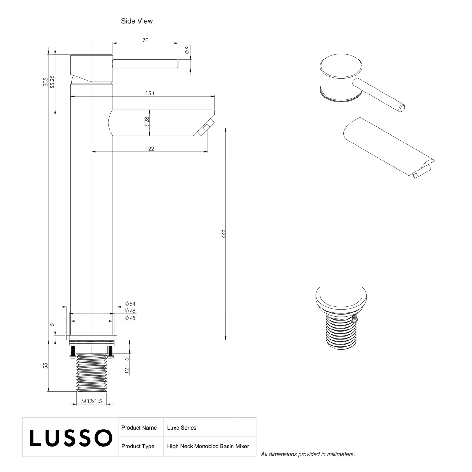 Luxe Brushed Gold Basin Tall Monobloc Mixer Tap 7 Luxe Brushed Gold Basin Tall Monobloc Mixer Tap - Image 5