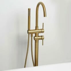 Luxe Brushed Gold Floorstanding Bath Shower Mixer Tap -LUSSOSTONE Shop luxe brushed gold floorstanding bath shower mixer tap p1351 12772 image