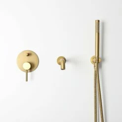 Luxe Brushed Gold Wall Mounted Bath Shower Mixer Tap