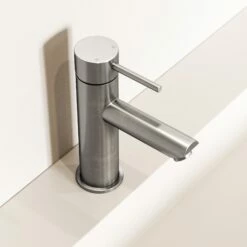 Luxe Brushed Stainless Basin Monobloc Mixer Tap -LUSSOSTONE Shop luxe brushed stainless basin monobloc mixer tap p788 43856 zoom