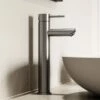 Luxe Brushed Stainless Basin Tall Monobloc Basin Mixer Tap -LUSSOSTONE Shop luxe brushed stainless basin tall monobloc basin mixer tap p767 45509 zoom
