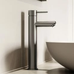 Luxe Brushed Stainless Basin Tall Monobloc Basin Mixer Tap
